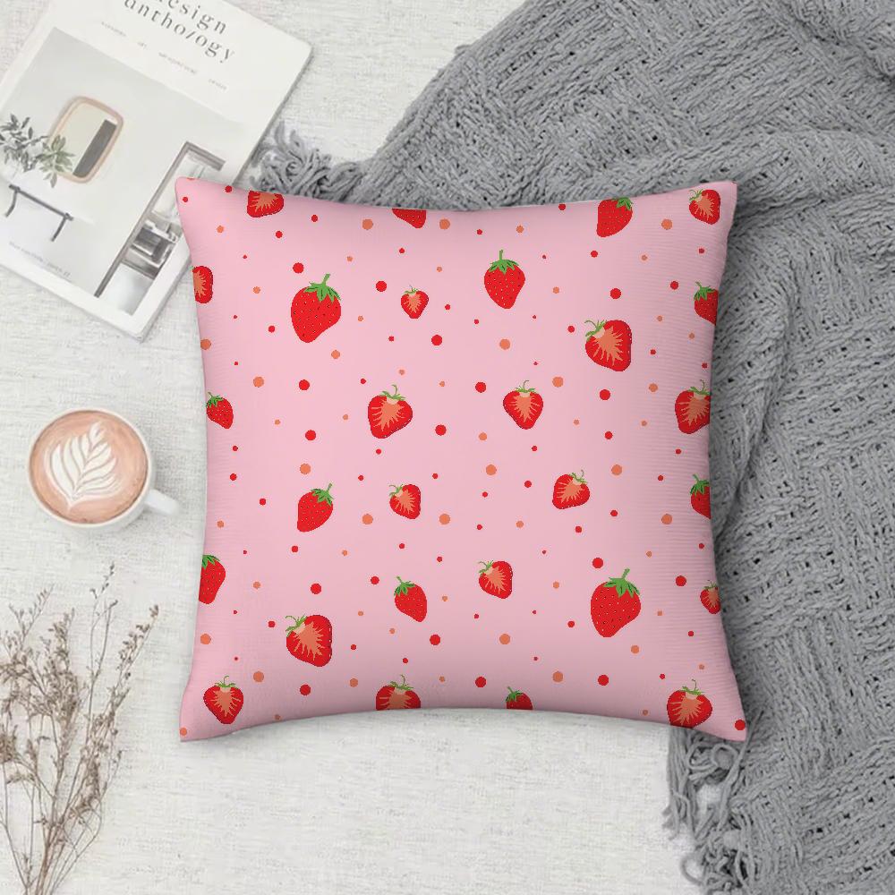 Cartoon Strawberry Pillow Case Square Double-Sided Printing Sofa Cushion Cover Pillowcase Bedroom Bedside