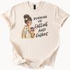 Running On Caffeine and Chaos Graphic T Shirt Coffee Lover Funny Work Life Humor Illustration Casual Tee Gift for Busy People