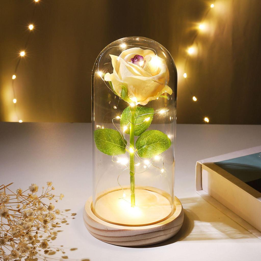Eternal Rose Night Light: Glass Dome Gift for Christmas, Valentine's Day, or Qixi Festival