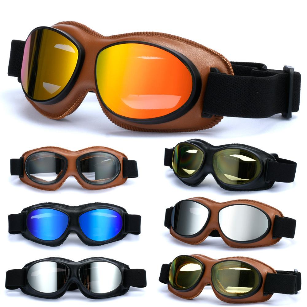 Retro Goggles, Motorcycle Riding Goggles Leather Frame UV Protection Locomotive Modification Accessories