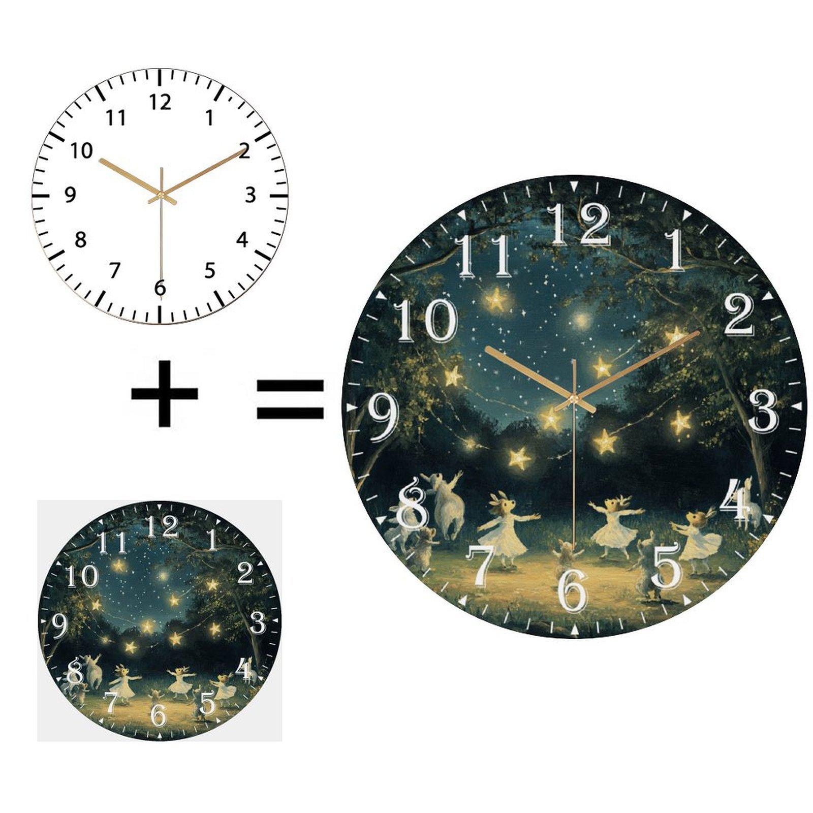 Custom Logo Round Glass Wall Clock 30cm Diameter Silent Non-Ticking Contemporary Home Decor 12 in(30.48cm)