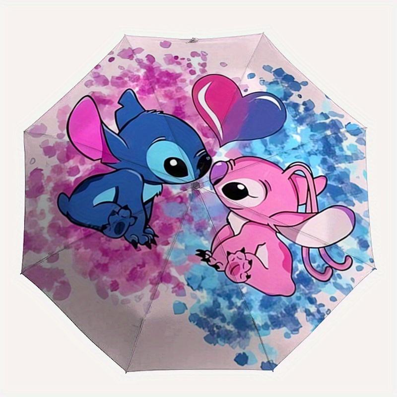 1pc Stitch,Angel Automatic Folding Umbrella: Compact 8-Bone Design Cartoon Outdoor Travel Companion, Business Umbrella, Christmas Valentine'