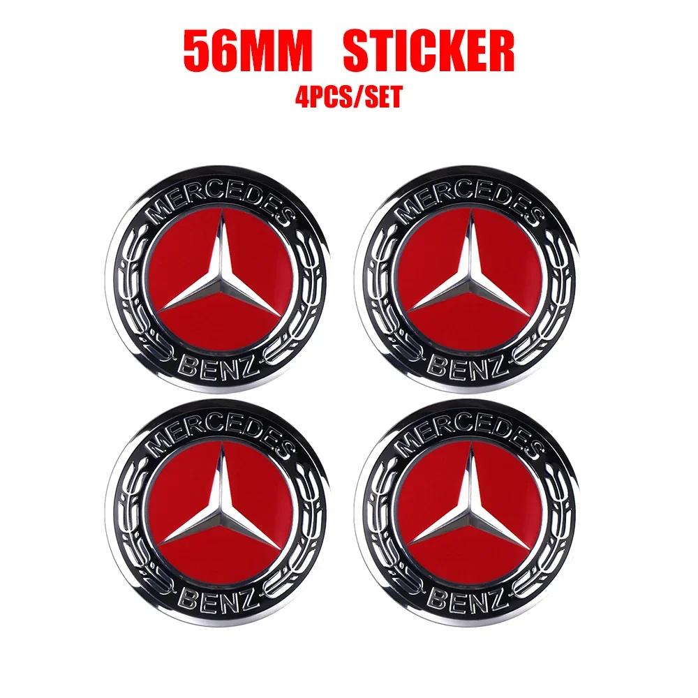 56/60/65mm Bilfelg Senterdeksel Navkapsel Resin Merke Emblemer Klistremerke Dekal Styling Auto Tilbehør Mercedes Benz AMG C260 C300