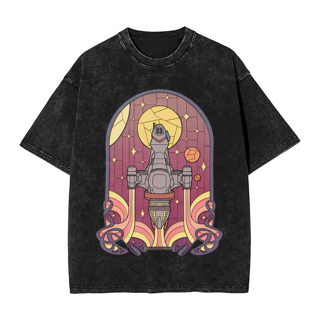 Classic TV Firefly Still Serenity Graphic Print Vintage Washed Tshirt Women Men Summer Tee Cotton Streetwear YK Oversized Tops