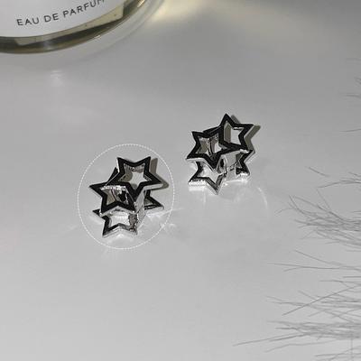 Pentagram Earrings, Summer Niche Design Sense, Simple Hollow Star Earrings