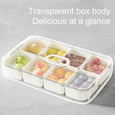 Snack Tray Fridge Storage Box with Transparent Lid Detachable 4/8 Grids Food Preservation Case Fruit Spice Kitchen Ginger Garlic Container Food