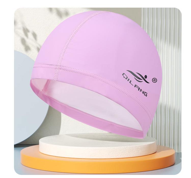 Large Swim Cap for Men & Women with Ear Protection, Non-Constrictive, Long Hair PU Material, Adult Training Cap, Customizable Logo