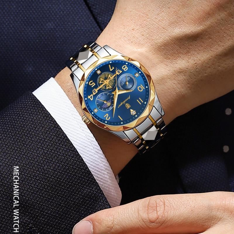 New Luxury Quality Men's Watch Quartz Non-mechanical Waterproof Luminous Fashion Upscale Watch Calendar Steel Strap Triple Display Watch Watch Watch