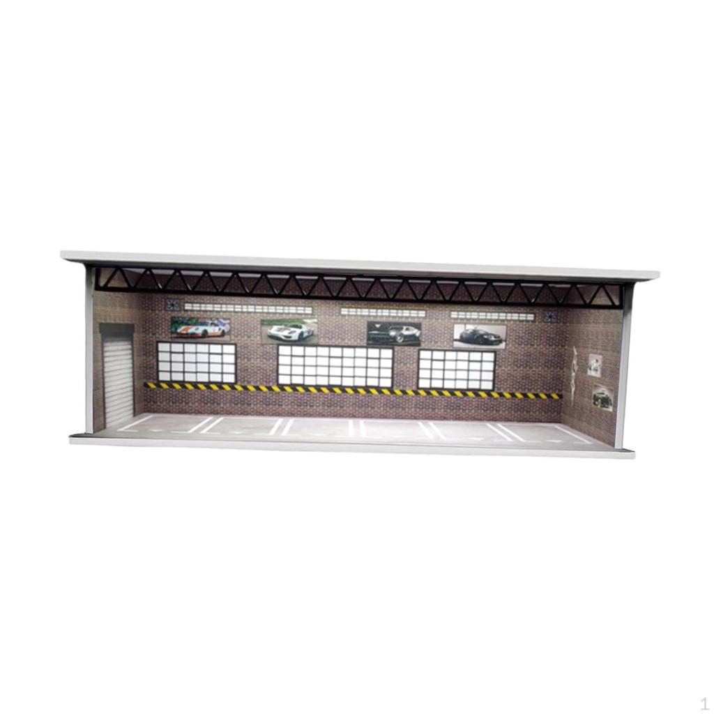 1/64 Model Car Display Case Garage Diorama Ornament Micro Landscape Decor Miniature Scenario