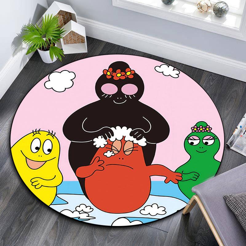 Barbapapa,Round Area Rug,Carpet Rug for Living Room Bedroom Sofa Playroom Decor,Non-slip Floor Mat