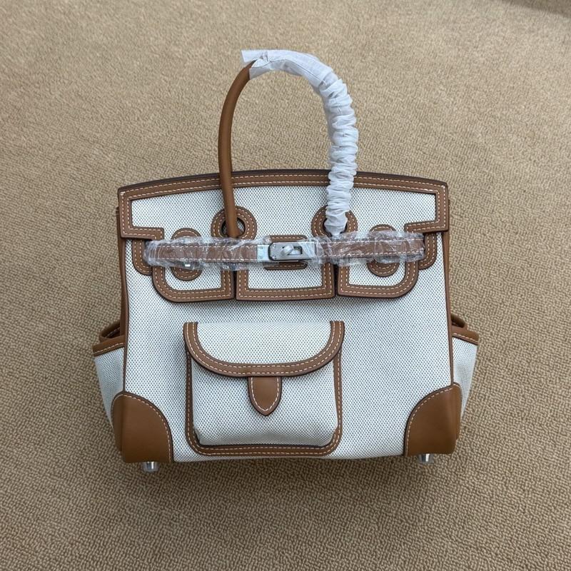 New 25CM Cargo-Swift leather with canvas pocket leather shoulder strap