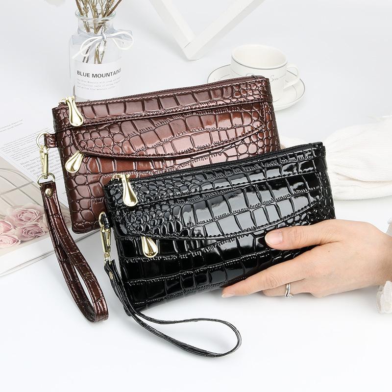 1Pc Wallet Lady Long Lasual Bright Face Clutch Zipper Phone Bag