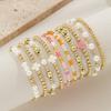 10 Bohemian style soft ceramic cross bead bracelet, multi-layer layered pink rice bead women's bracelet bracelet set