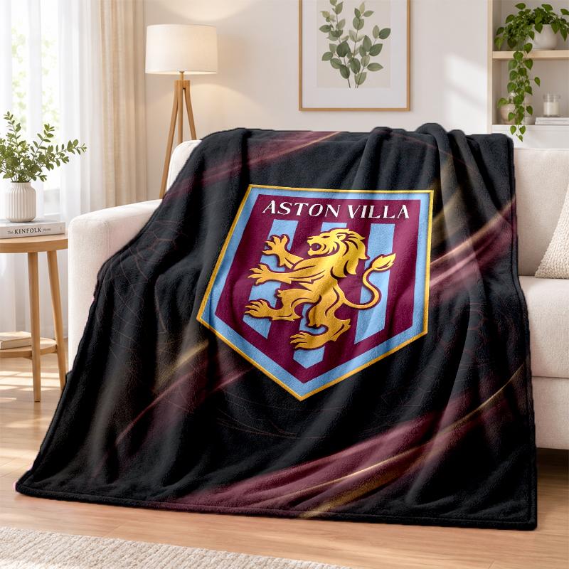 Aston Villa Football Printed Flannel Blanket Warm Comfort Bed Throw For Indoor Home Decoration