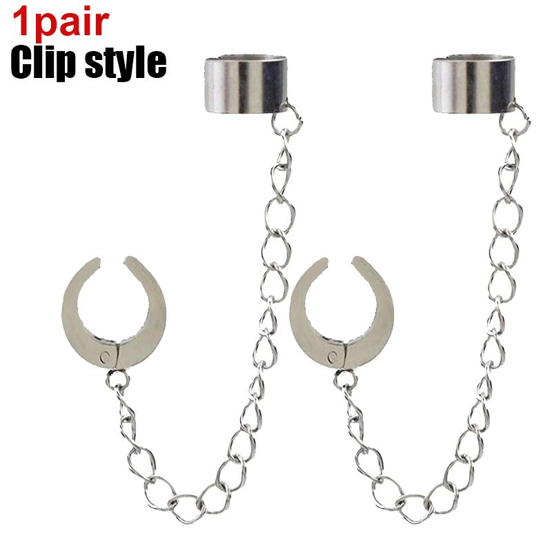 Punk Cross Tassel Øredobber Kvinner Integrert Clip Stud Ørering Kristen Gotisk Hip Hop Smykker Metallkjede Ørering Ørering Ørering Menn