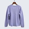 Export Yuan Single round Neck Loose Long Sleeves High Quality Computer Woven Flower Pure Color Pullover Bottoming Shirt Women's Knitting Sweater