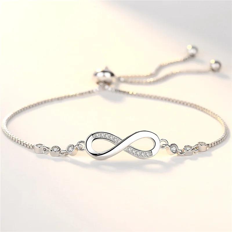 Fine 925 Sterling Silver Crystal Bracelets For Women Fashion Vintage Knot Adjustable Charm Bracelets Party Wedding Jewelry Gifts