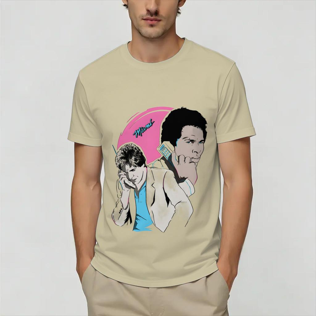 Vintage Miami Vices Unisex T-Shirt Lustige T-Shirts Kurzarm Rundhals T-Shirts 100% Baumwolle Erwachsenenkleidung
