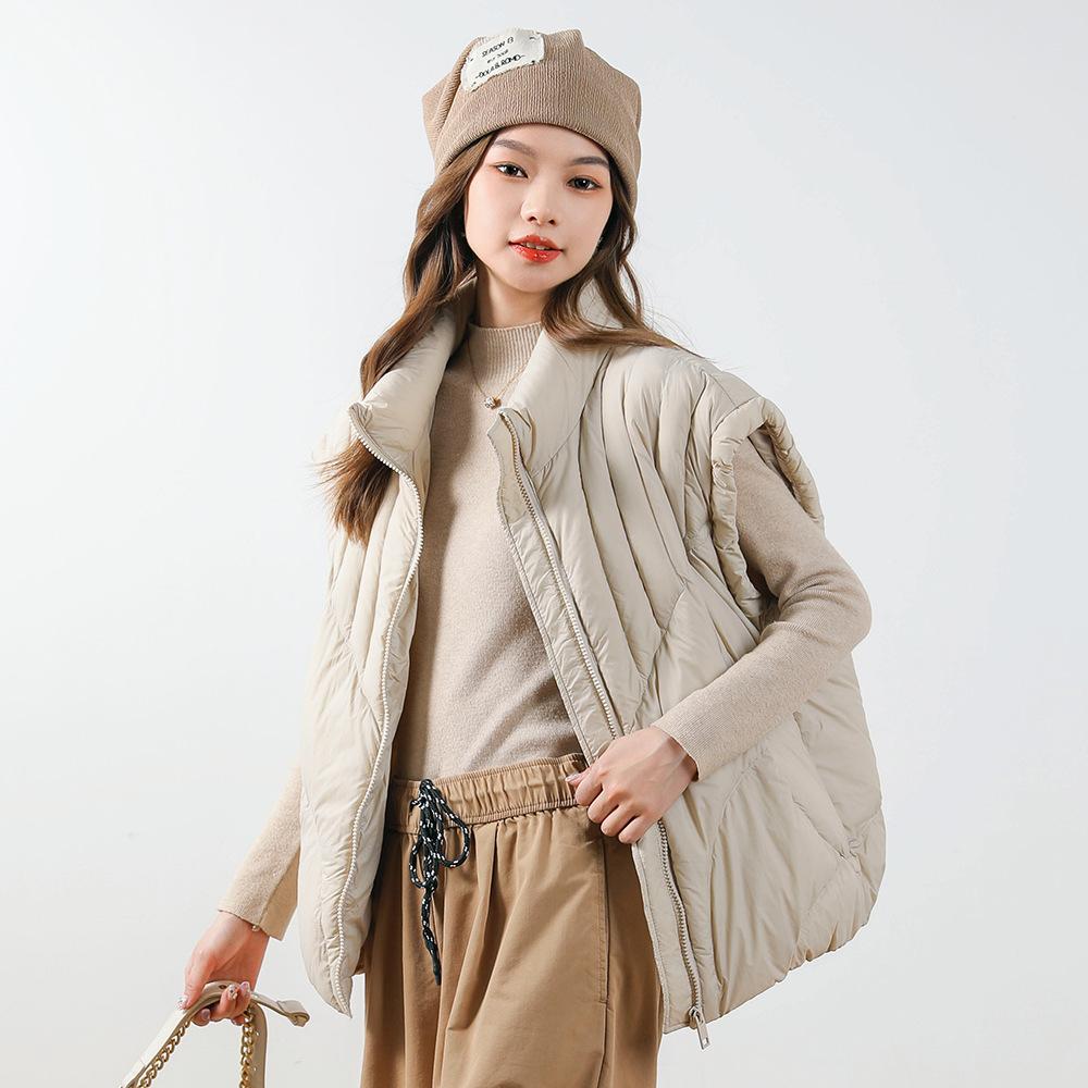 Women's 90 White Duck Down Collar Simple Fashion Thin Short Section Autumn and Winter Down Waistcoat