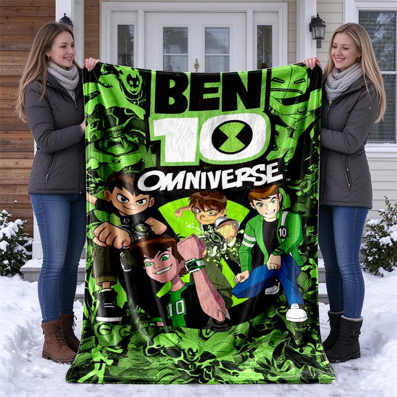 Cosmic Guardian Ben 10 Cartoon Print blanket Flannel Blanket Soft Cozy Plush Throw for Sofa Bed Lightweight Home Decoration