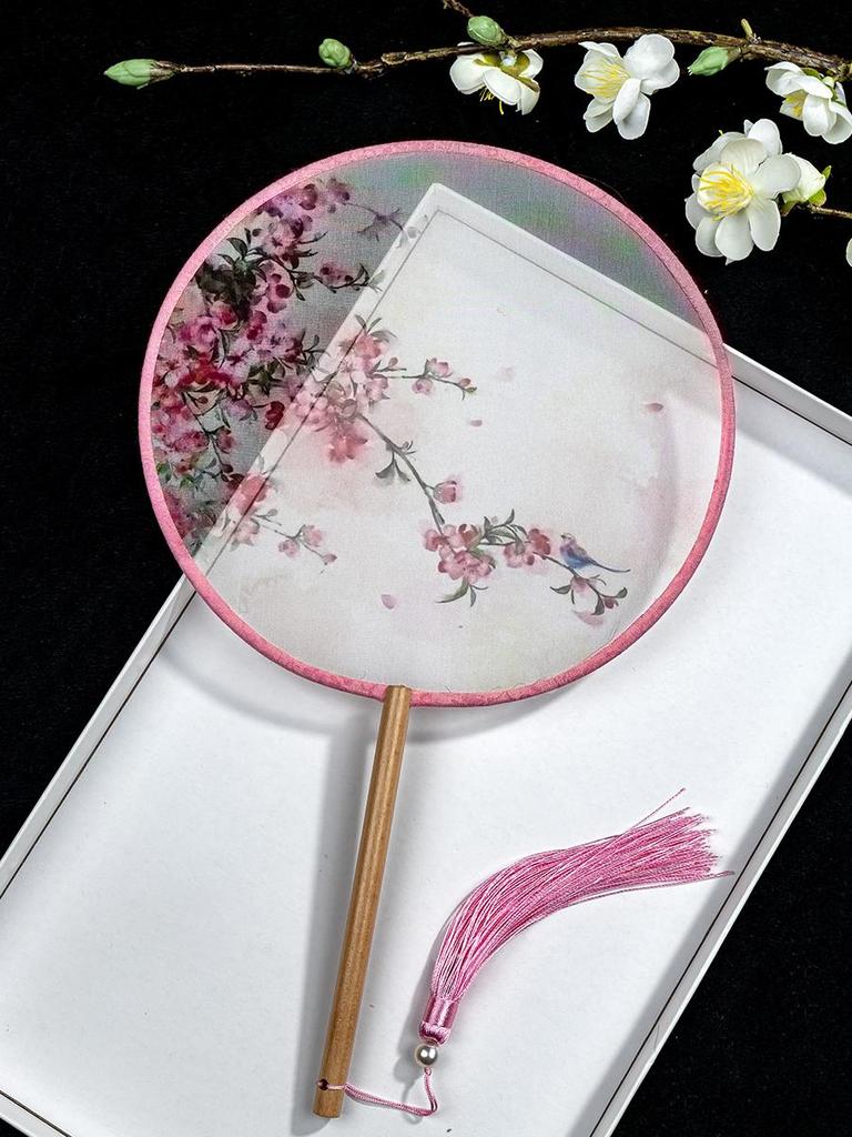 Translucent Ancient Style Round Dance Fan for Hanfu Costumes - Women's Classical Chinese Craft Fan