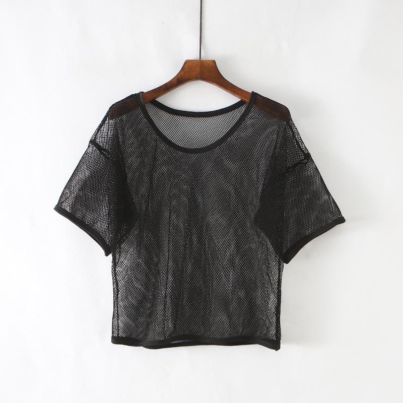 

Женский летний пляжный сетчатый прозрачный вязаный топ One Size чёрный