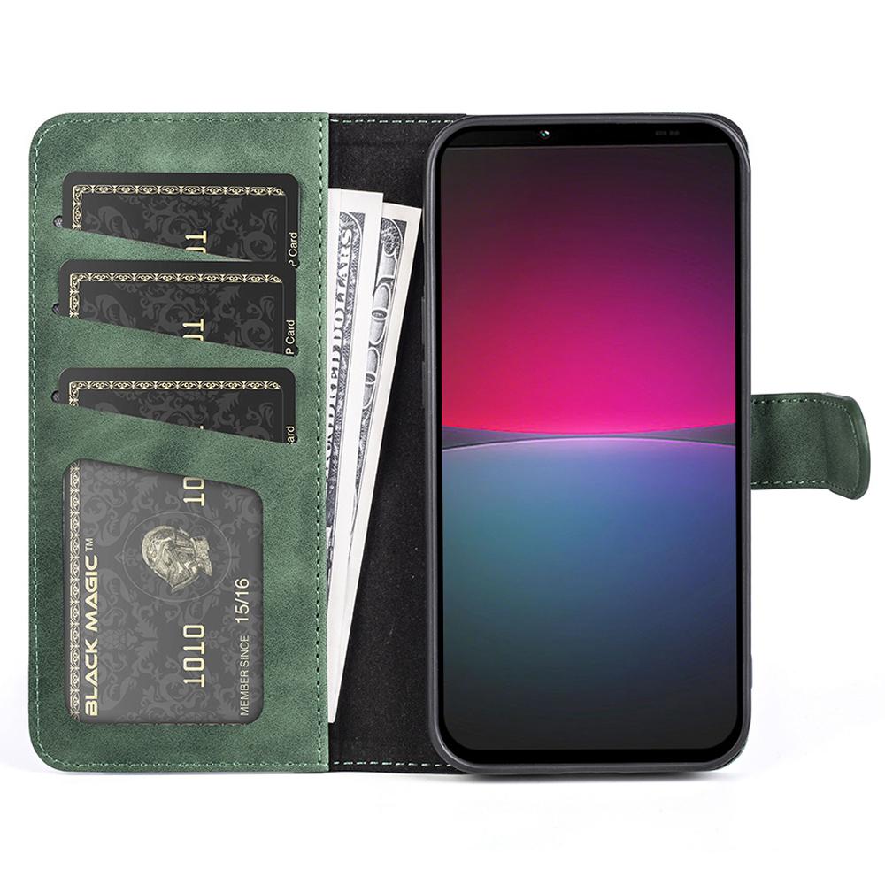 

For Sony Xperia 10 IV Splicing Design Wallet Style Full Protection Leather Magnetic Drop-proof Cell Phone Case with Stand Green