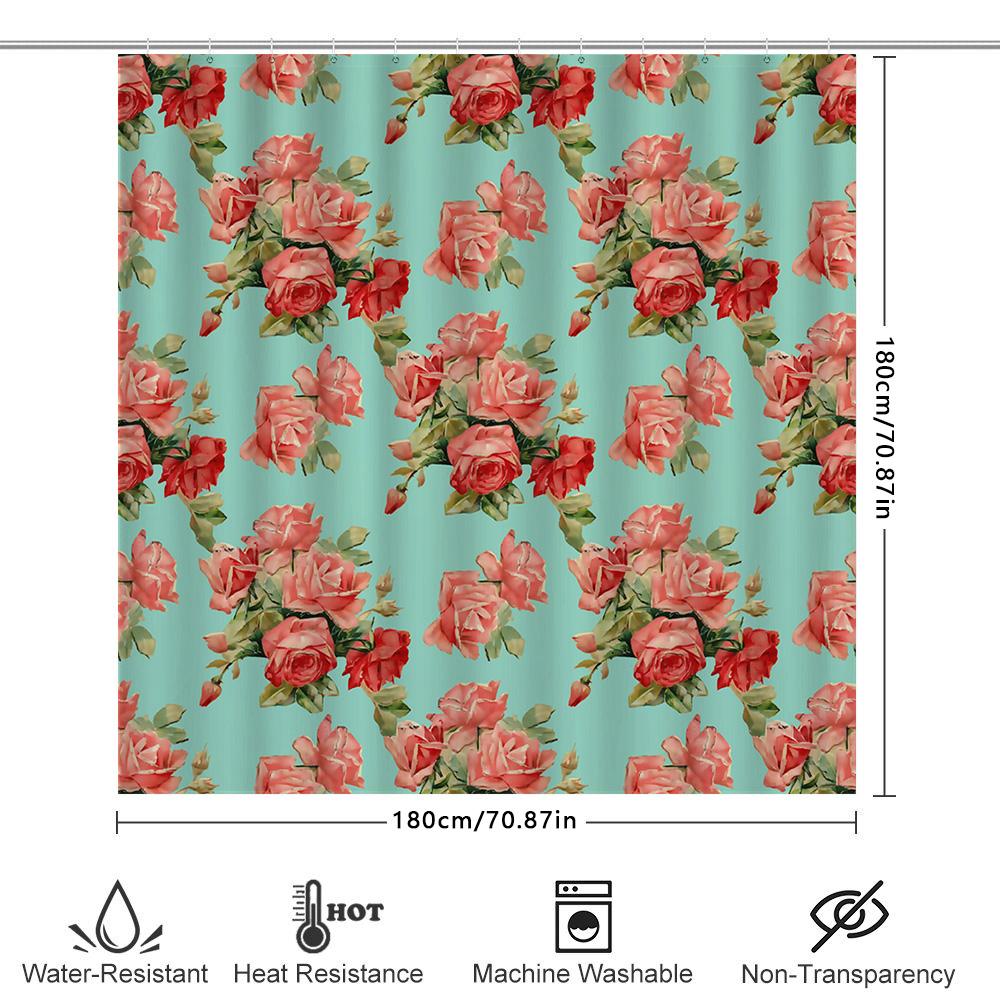 Bright Floral Shower Curtain Decor Bathroom Accessories Waterproof Polyester Fabric Modern Print Design Bathroom Supplies