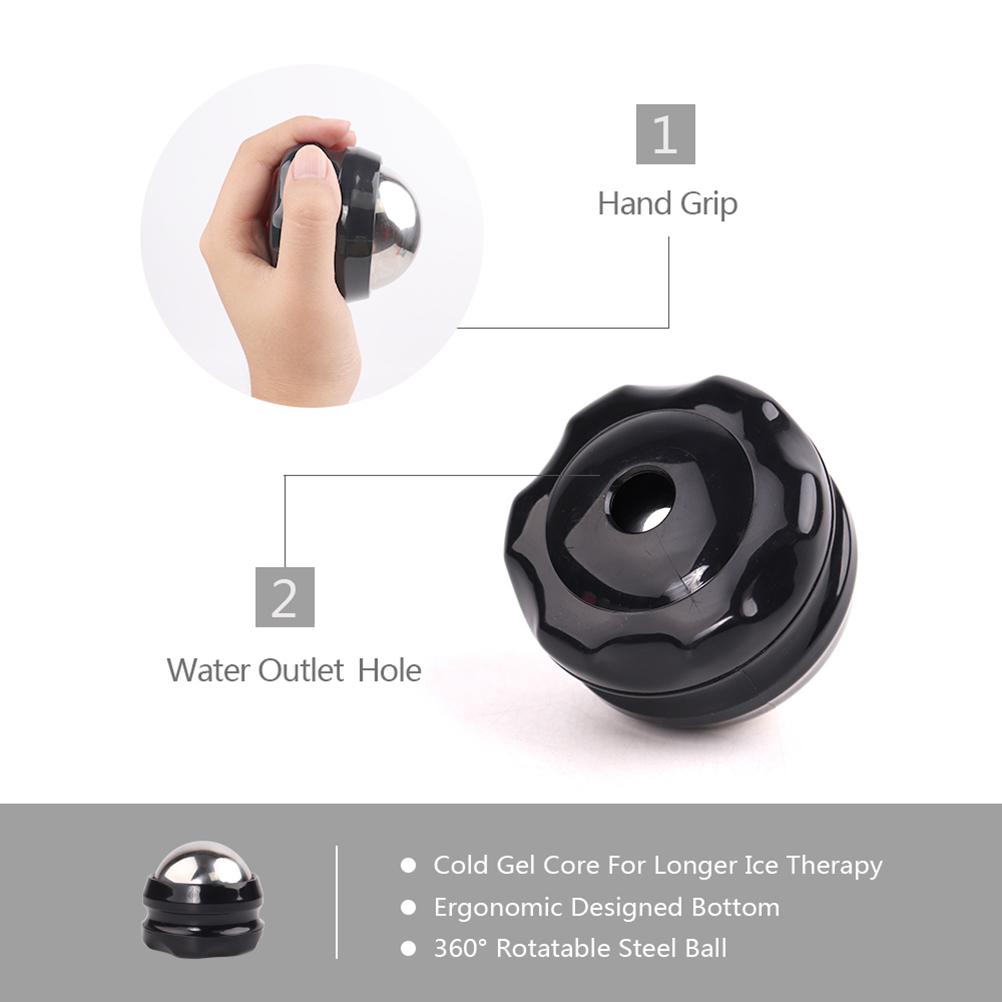 Stainless Steel Manual Ball Ice Massage Roller for Muscle Recovery (Black Base)