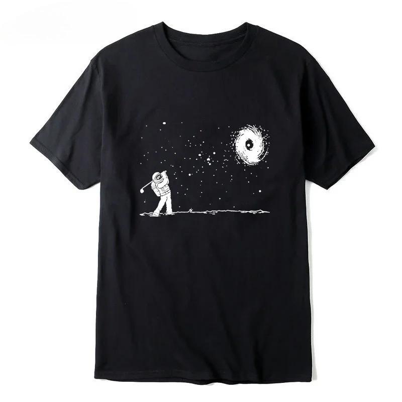High Quality Cotton T-Shirt Men's Fun Astronaut Print Men's Crew Neck Loose T-Shirt Short Sleeve T-Shirt