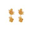 Exaggerated Ear Needles, Gold Flower Fringed Pearl Inlaid Ear Needles, Women'S Temperament Trendy Earrings