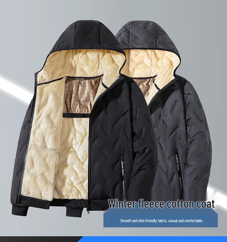 Men's Winter Plus-Size Velvet-Lined Graphene Cotton Jacket