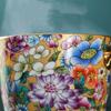 Kolorowa Farba Emaliowa w Złotym Ceramicznym Kubku do Kawy Wzór Kwiatowy i Ptak Porcelanowy Kubek z Uchwytem Vintage 390ML