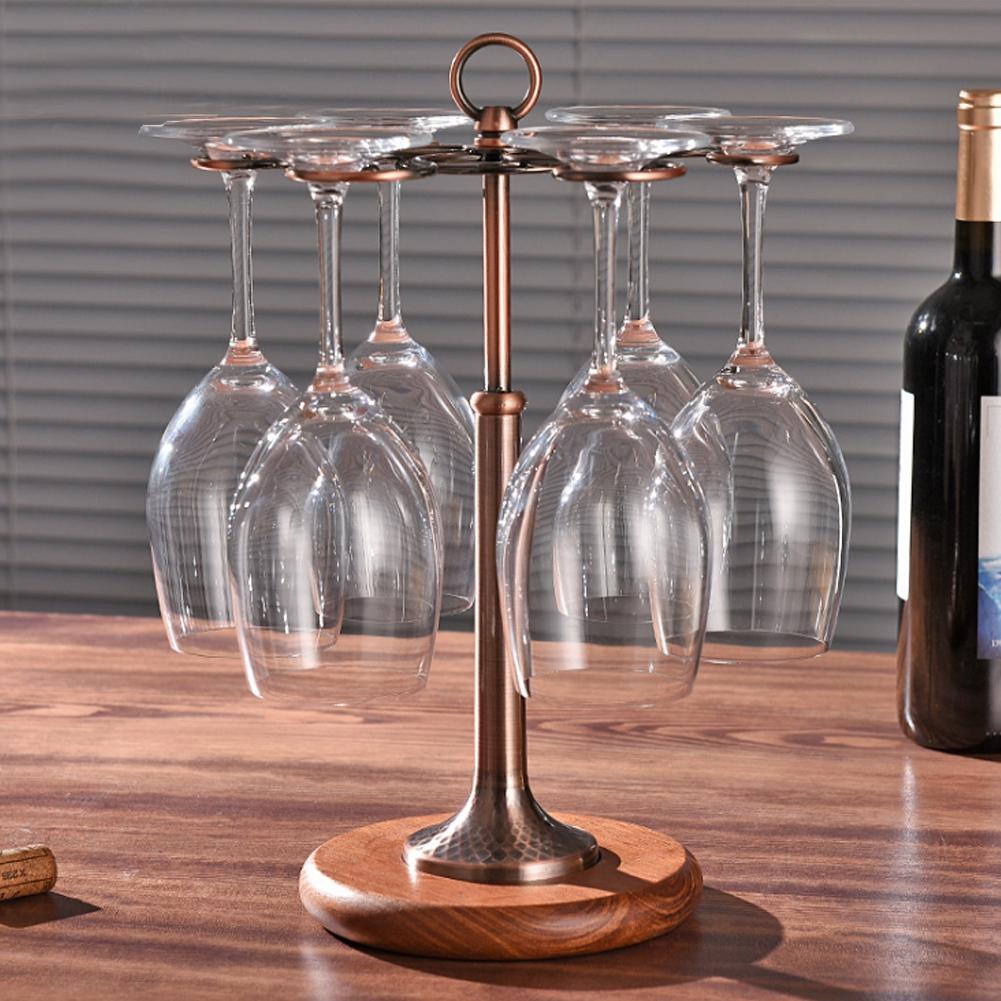 Desktop Iron 6 Bottles Wine Cup Rack Glass Holder Display Shelf Organizer DecorationBronze