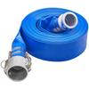 Wąż do płukania wstecznego, 2 cale x 50 stóp, Wytrzymały płaski wąż do odprowadzania wody z basenu z PVC z aluminiowymi złączkami Camlock C i E, Zaciski, Kompatybilny z pompami, piaskiem