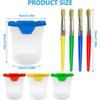 ABMH-Spill-Proof Paint Cups(4 Pieces) And 4 Color Hog Bristle Brush Set With Handles For Kids