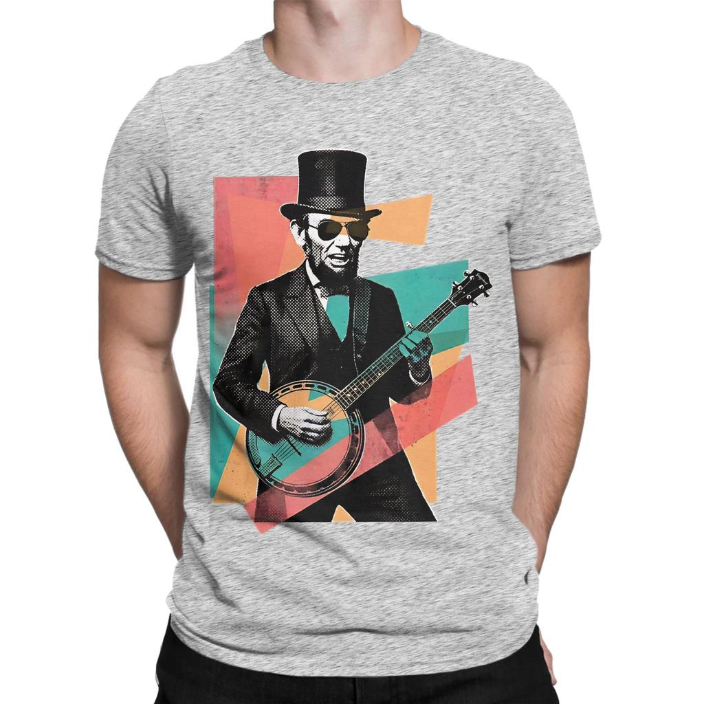 Abraham Lincoln Playing Banjo Novelty 100 Cotton Tshirt Abraham Tops Tees For Unisex