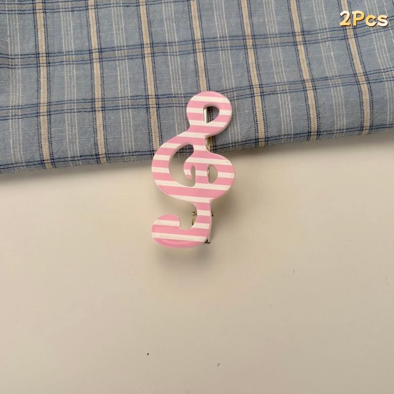 2Pcs Cute Musical Note Hair Clip Sweet Side Clip Ins Style Star Wave Point Music Notes Duckbill Clip Fashionable Hair Accessory