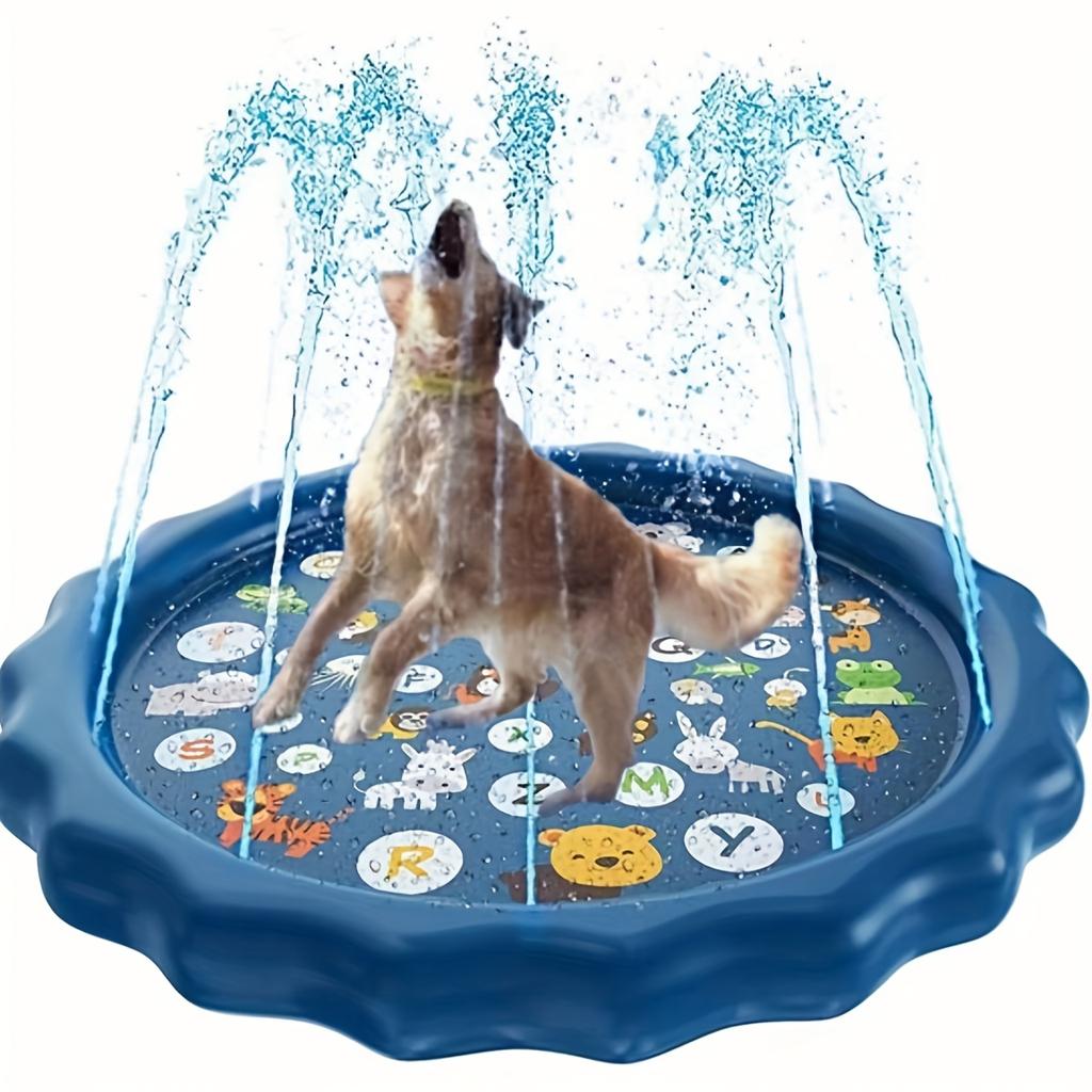 Heavy-Duty Outdoor Pet Bathing Basin with Spray Function - Non-Slip Dog Water Play Mat, Thick PVC Material, Full-Body Coverage