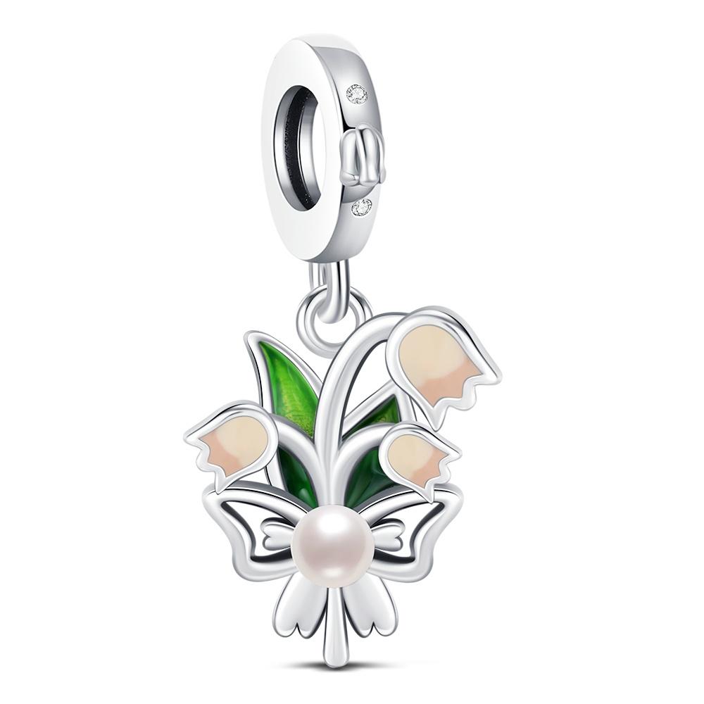 New Original Flower Pendant 925 Silver Rose Charm Fit Bracelet Diy For Women Elegant Bead Daily Wear Fine Gift