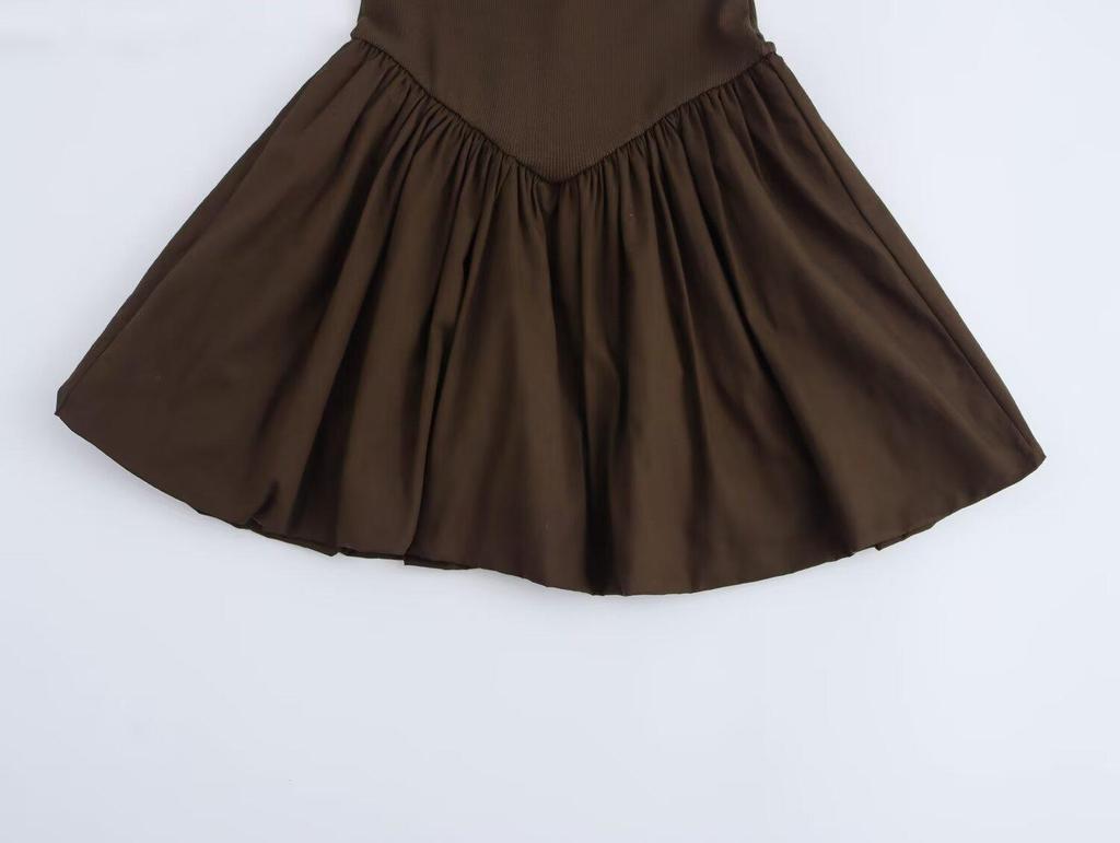 Autumn 2024 Women's European & American Style Poplin Short Sleeve Stand Collar Dress