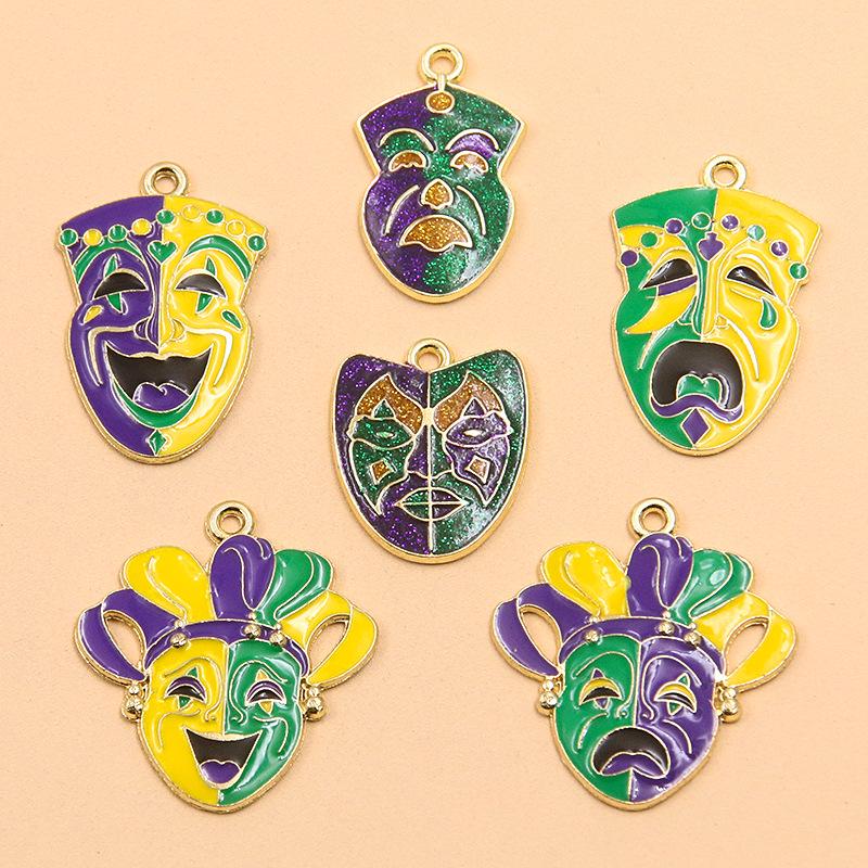 15 Style DIY Alloy Jewelry KC Gold Enamel Masquerade Carnival Pendant Charms