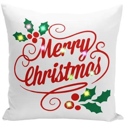 Led Christmas Pillowcase Cartoon Plant Creative Printing Luminous Cushion Cover Home Sofa Table Chair Decoration Pillow Cases