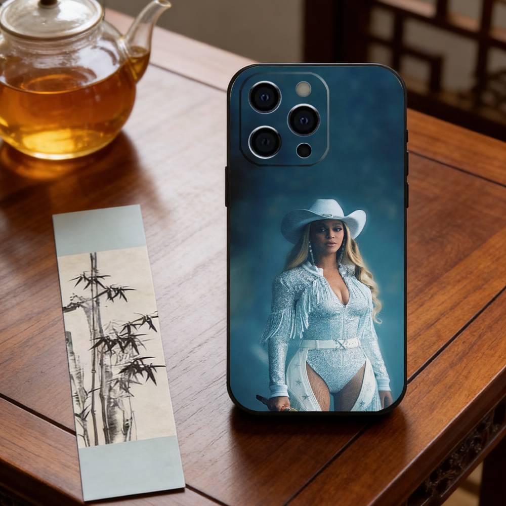 Singer B-BeyoncE Phone Case For iPhone 17,16,15,14,13,12,11 Plus,Pro Max,XS,Soft Silicone Black Cover