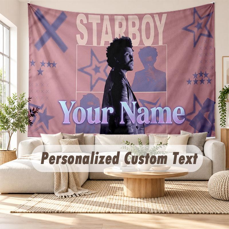 Wandbehang mit individuellem Namen, Dekorative Hintergrund-Tapestry von The Weeknd für Wohnheim, Zuhause
