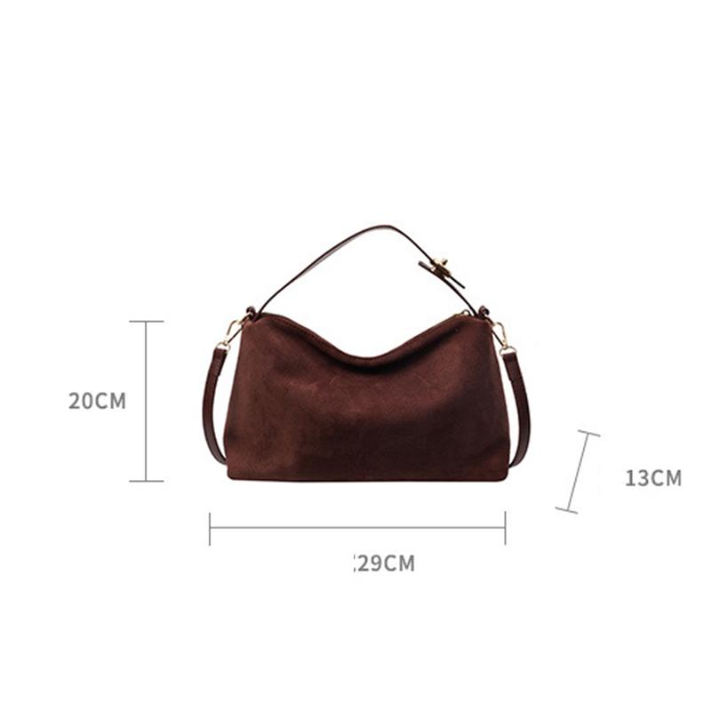 Vintage Women's Solid Color Bucket Small Crossbody Bag Autumn and Winter Matte Leather Adjustable Shoulder Bag for Work, Travel