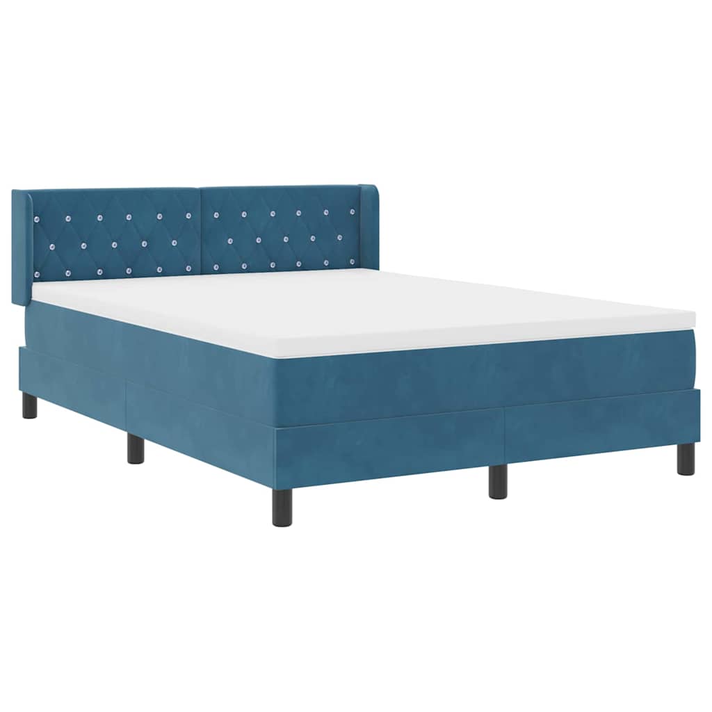 Box Spring Bed with Headboard Dark Blue 200 x 160 cm Velvet