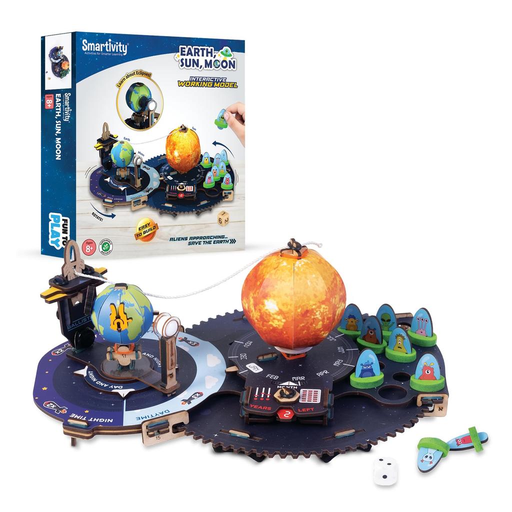 Smartivity Craft Space Shooting Game with and Educational Toy for Elementary School Ages 8 and Up Kit Sun, Earth, Moon, Students,