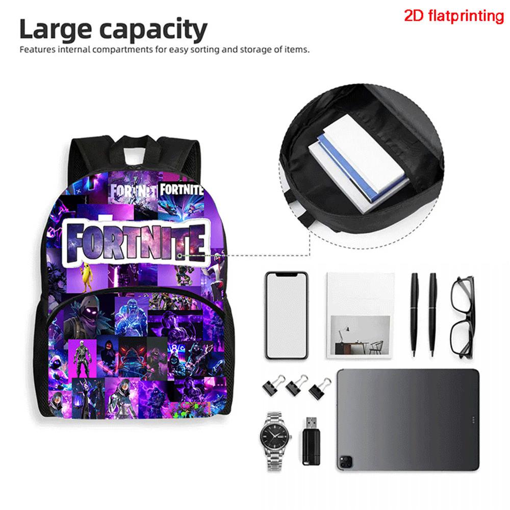 2Pcs Set FORTNITE Kids Mochila Backpack With Front Pocket&Pencil Bag,Lightweight Durable,School Daily Use,For Boys Girls Age 6-9