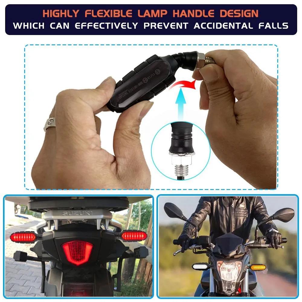 2PCS Smoke Motorcycle Directional Indicator Turn Signal Light 16 LED Flashing Rear Tail Brake Flasher Light DRL Lamp Motorcycle Turn Signal